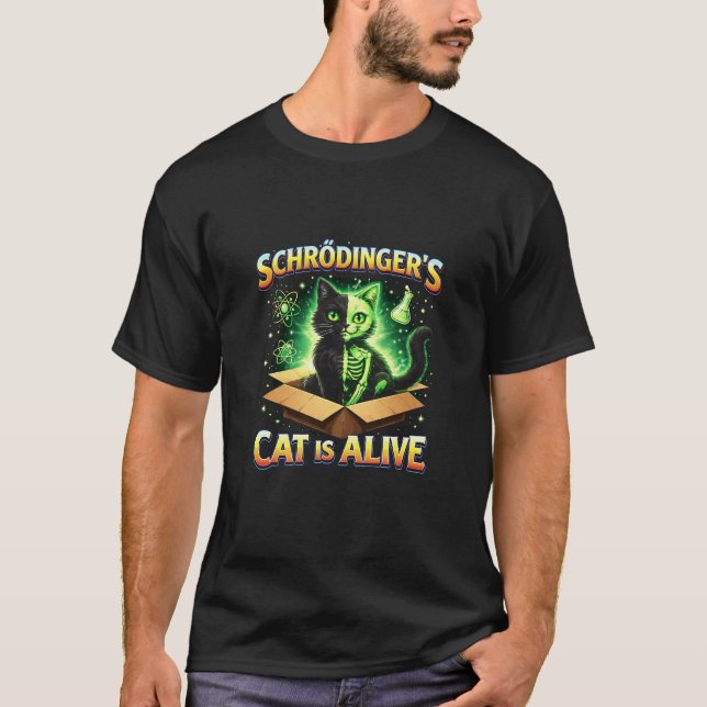 T-shirt Le Chat Curieux de Schrödinger (Devant)