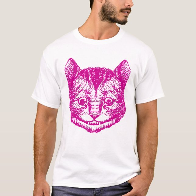 T-shirt Le chat de Cheshire a encré le rose (Devant)
