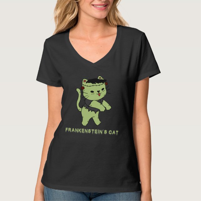 T-shirt Le Chat de Frankenstein, Monstre d'Halloween, Chat (Devant)