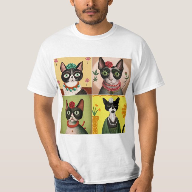 T-shirt Le chat de Frida Kahlo (Devant)