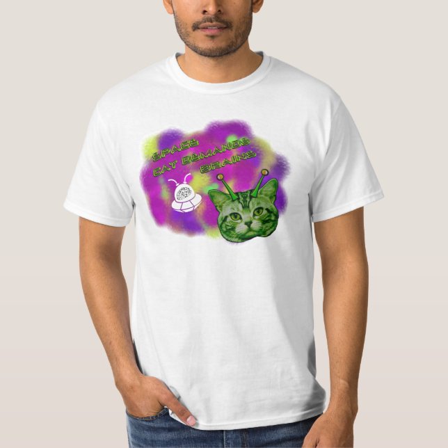 T-shirt Le chat de l'espace exige des cerveaux (Devant)