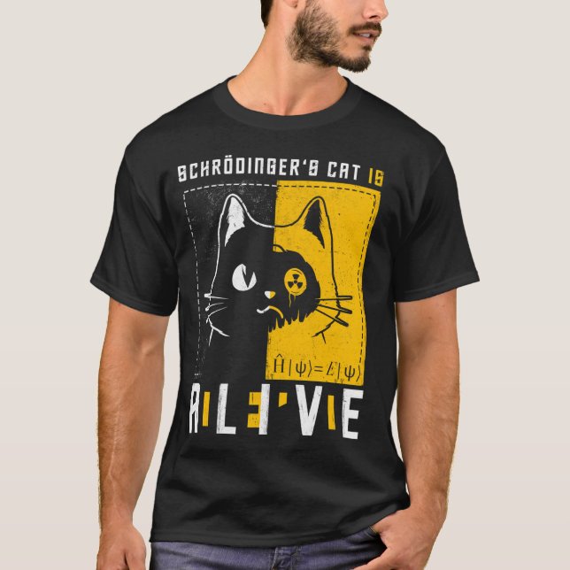 T-shirt Le Chat De Schrodinger Est Mort Et Vivant Physique (Devant)