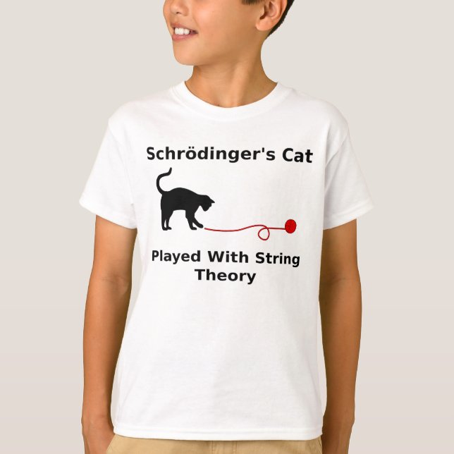 T-shirt Le chat de Schrödinger joué avec la théorie de (Devant)