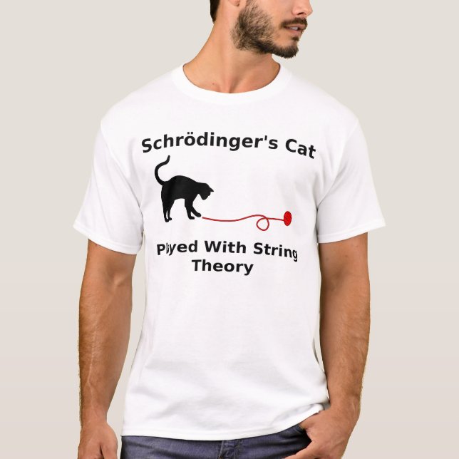T-shirt Le chat de Schrödinger joué avec la théorie de (Devant)