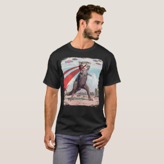 T-shirt Le chat de T Rex avec le laser observe l'UFO drôle