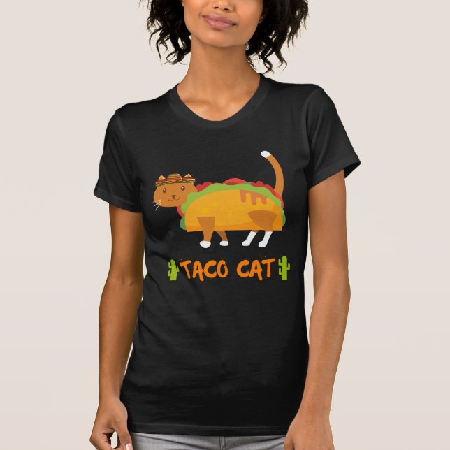 T-shirt Le chat de taco écrit vers l'arrière est chemise (Devant)