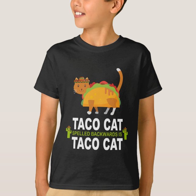 T-shirt Le chat de taco écrit vers l'arrière est chemise (Devant)