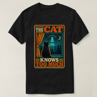 T-shirt Le chat en sait trop humour vintage sci-fi sur les