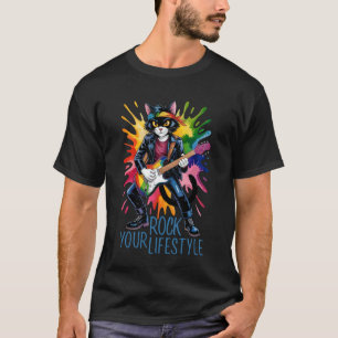 T-shirt Le chat joue de la guitare - ROCK YOUR LIFESTYLE 1