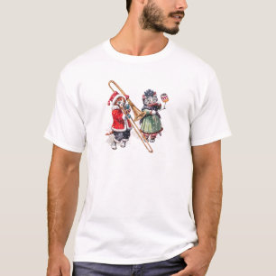 T-shirt Le chat joue le trombone dans la neige