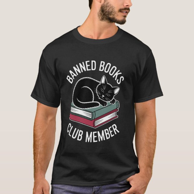 T-shirt Le chat lit des livres interdits (Devant)
