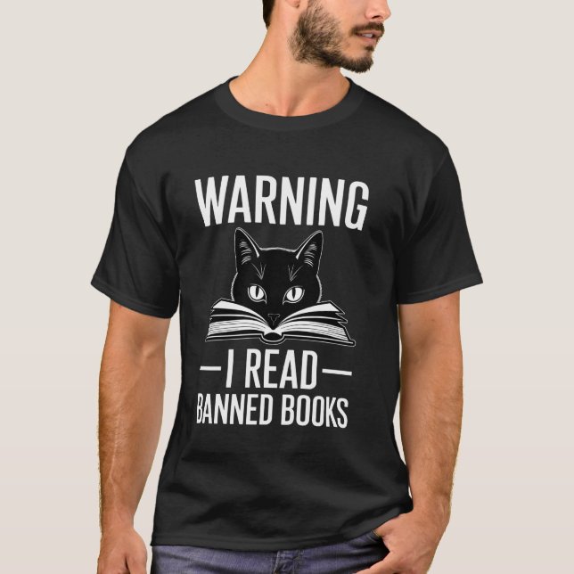 T-shirt Le chat lit des livres interdits (Devant)