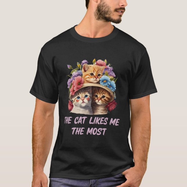 T-shirt Le Chat M'Aime Le Plus Chat Maman Chat Papa Humour (Devant)