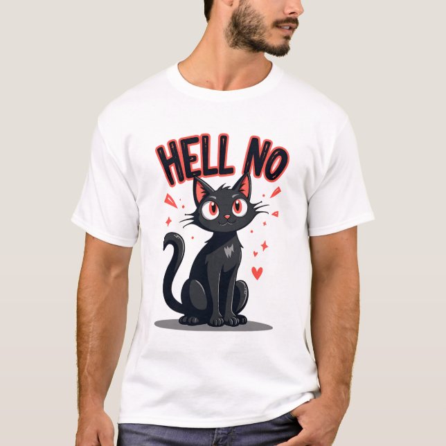 T-SHIRT LE CHAT NOIR DIT HELT NO (Devant)