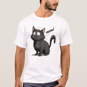 T-shirt Le chat noir vit soudain quelque chose, l'œil du c