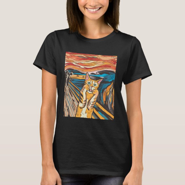 T-shirt Le chat peintre à cris Edvard Munchs (Devant)
