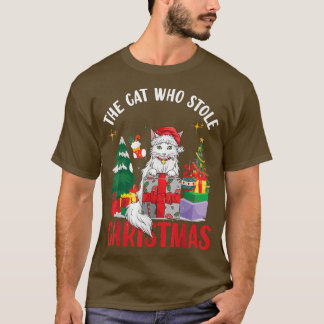 T-shirt Le chat qui a volé Noël drôle Noël Père Noël 