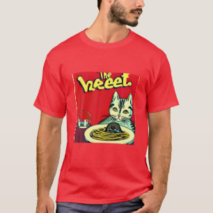 T-shirt Le Chat Qui Aime Spaghetti Funny Kitten Kitty Vin