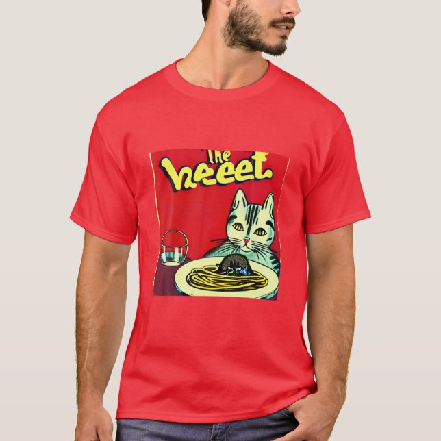 T-shirt Le Chat Qui Aime Spaghetti Funny Kitten Kitty Vin (Devant)