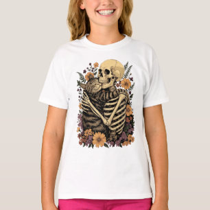 T-shirt Le chat qui étreint le squelette pour amateur de c
