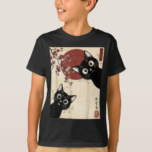 T-shirt Le chat regarde aujourd'hui drôle chat noir japona