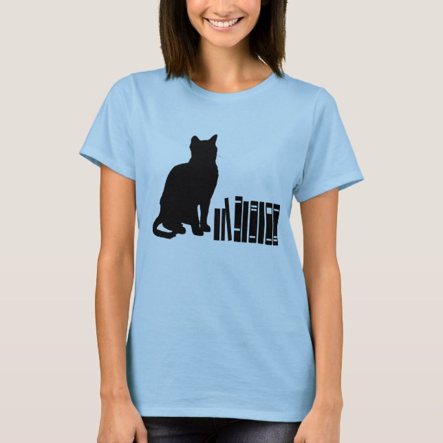 T-shirt Le chat sage - chats et livres (Devant)