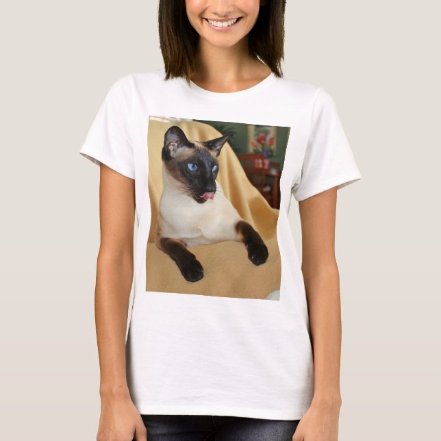 T-shirt Le chat siamois de point comique de joint le (Devant)