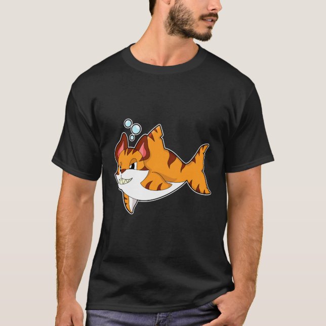 T-shirt Le chat tigre comme requin dans l'eau.PNG (Devant)