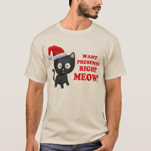 T-shirt Le chat veut le bon Meow de cadeaux de Noël