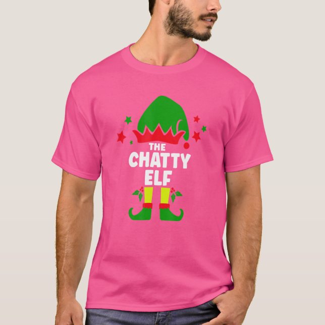 T-shirt Le Chatty Elf Christmas Correspondant Décorations  (Devant)