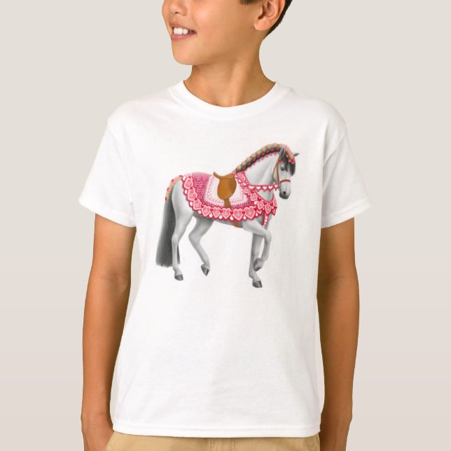 T-shirt Le cheval de défilé de jour de Valentines badine (Devant)