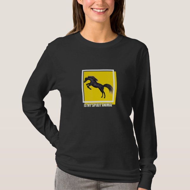 T-shirt Le Cheval Noir Est Mon Esprit Animal Cheval Noir (Devant)