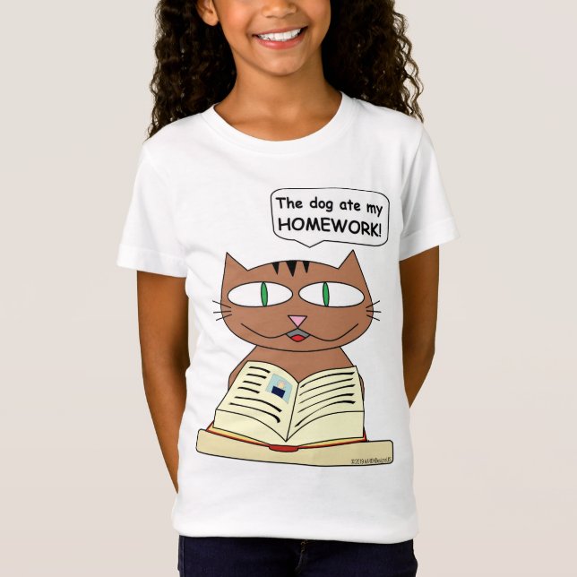 T-Shirt "Le chien a mangé mes DEVOIRS !" Chat amusant pour (Devant)