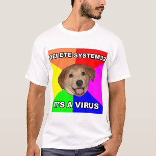 T-shirt Le chien de conseil indique : Supprimez le virus