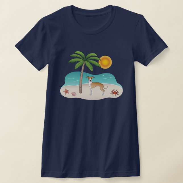 T-shirt Le Chien De La Faune Et L'Iggy Blanche À Une Plage (Poser)