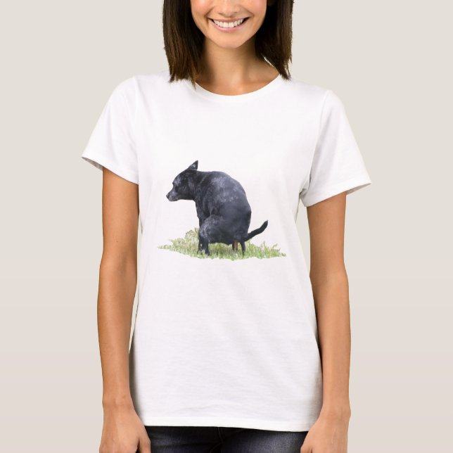 T-shirt Le chien de Pooping considère (Devant)