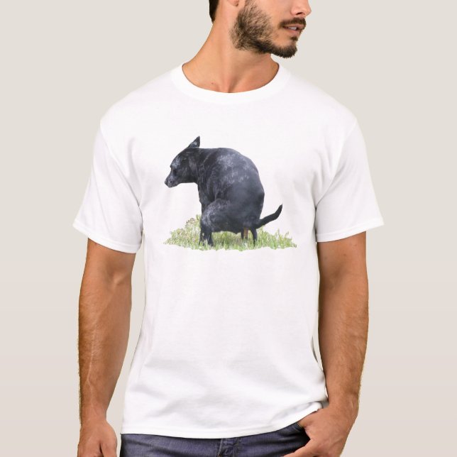 T-shirt Le chien de Pooping considère (Devant)
