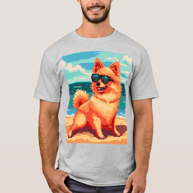 T-shirt Le chien pixel de grand-mère (Devant)