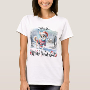 T-shirt Le Chihuahua Dans Le Pays Des Merveilles D'Hiver