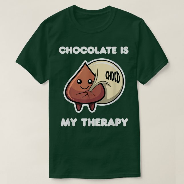 T-shirt Le chocolat comme thérapie Ironique Dit l'amoureux (Design devant)