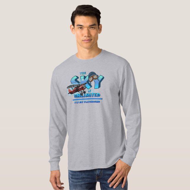 T-shirt Le ciel est mon aire de jeu | Manches longues pour (Devant entier)