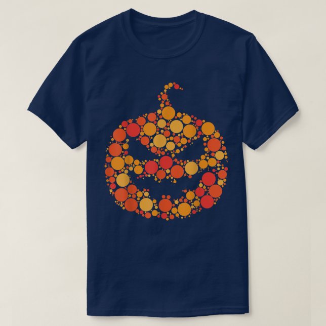T-shirt Le Citrouille d'Halloween Jack-o'-lantern Polka Do (Design devant)