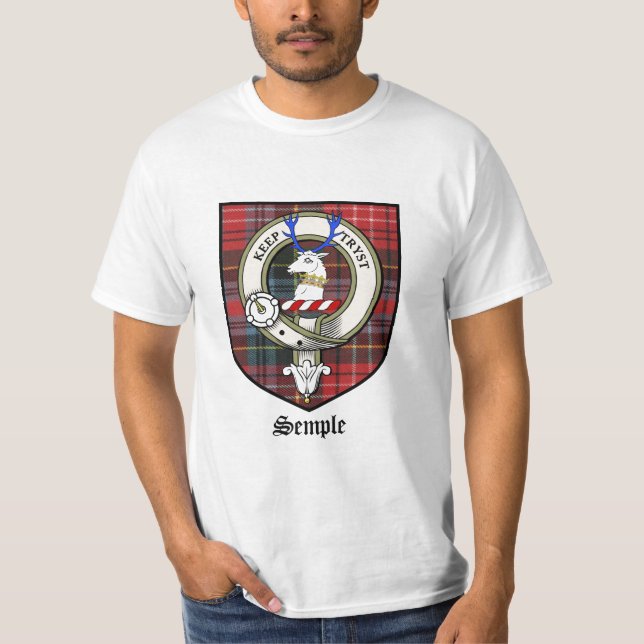 T-shirt Le clan de Semple Crest le tartan d'insigne (Devant)