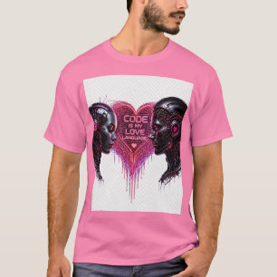T-shirt Le Code Est Mon Langage D'Amour Romance Cyberpunk