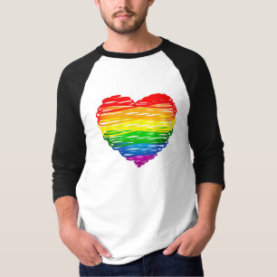 T-shirt Le cœur arc-en-ciel de SlipperyJoe griffonné tourb