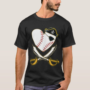 T-shirt Le Coeur De Baseball Pirate Avec Casquette Crâne