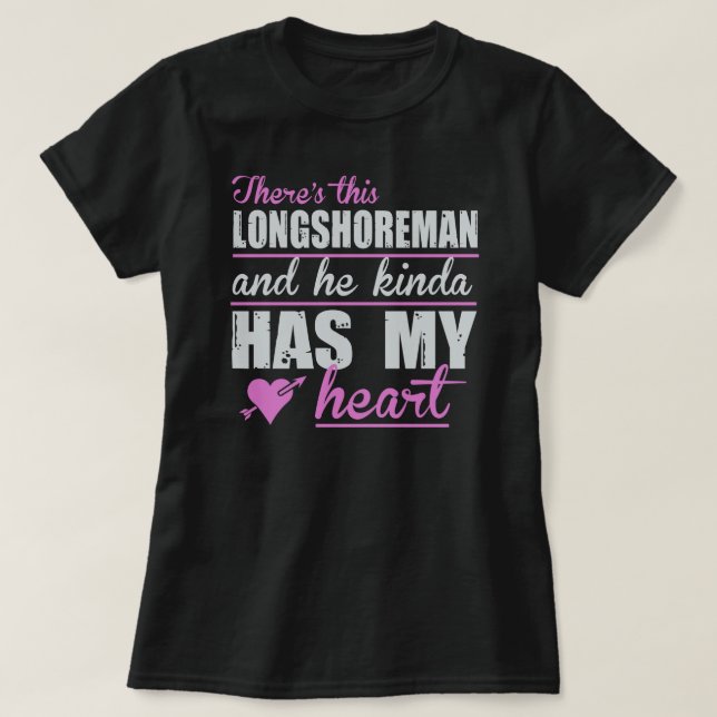 T-shirt Le coeur de cette dame est avec un Longshoreman (Design devant)
