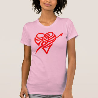 T-shirt Le coeur du cupidon en blanc et rouge