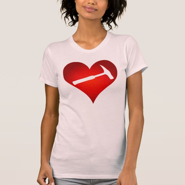 T-shirt Le coeur du géologue et le marteau de roche (Devant)