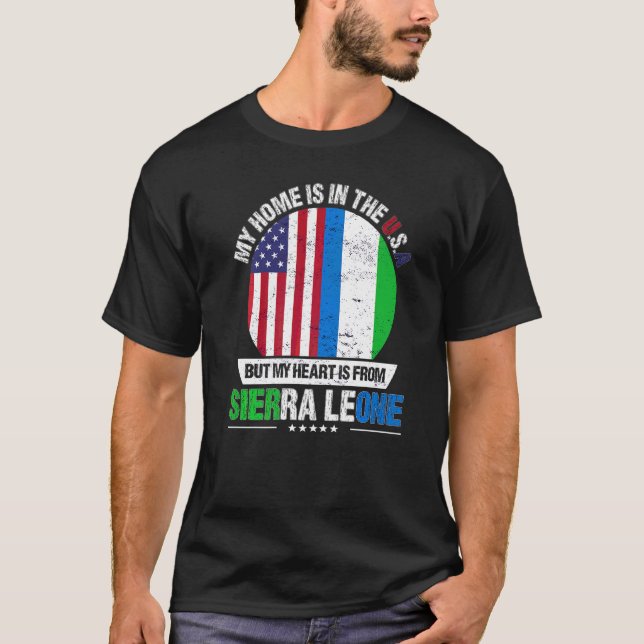 T-shirt Le Coeur Du Patriote Américain De Sierra Léone Est (Devant)